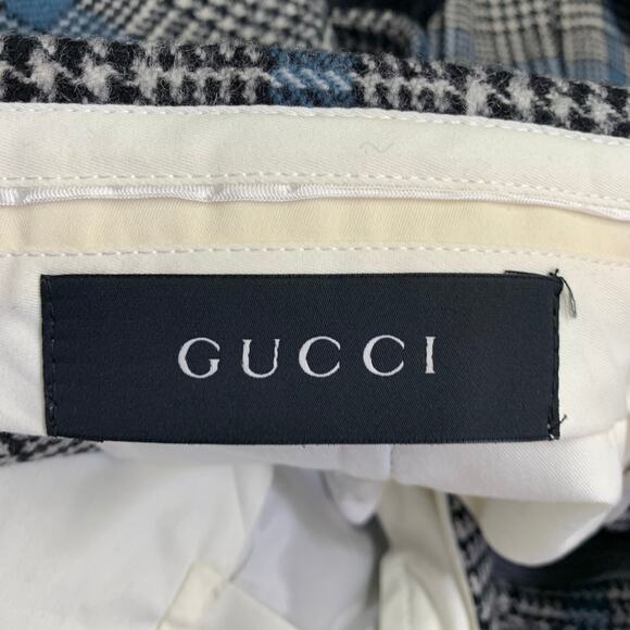 GUCCI Size 38 Black White Blue Glenplaid Wool Notch Lapel Suit - Picture 11 of 13